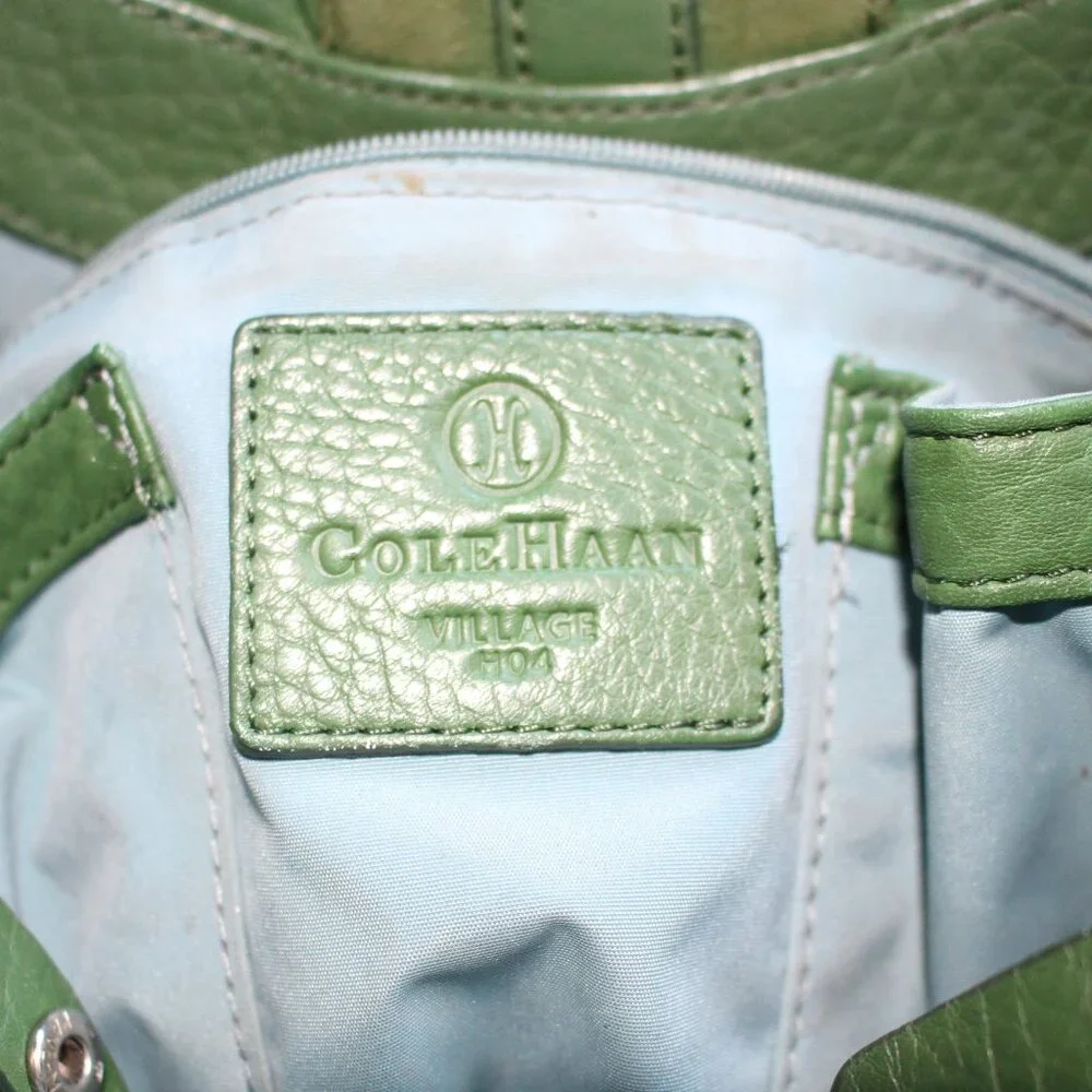 Vintage Cole Haan Green Leather Handbag Villager H04 Beautiful - Picture 9 of 9